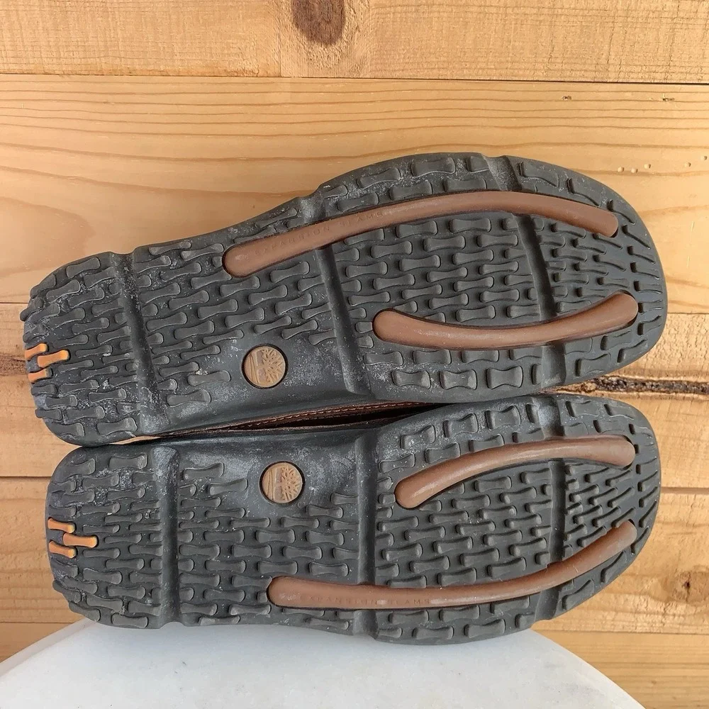 Timberland Comfort Shoes Mens Size 9.5 Brown Leather Slip On Casual Loafers‎